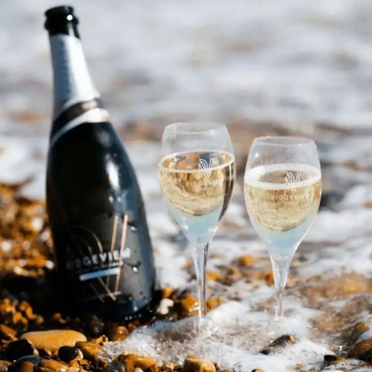 Ridgeview Blanc de Blancs at the beach