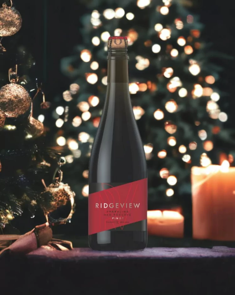 Ridgeview Sparkling Red Reserve at Christmas