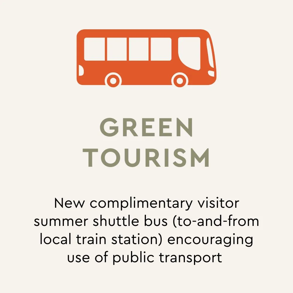 Green tourism, a new summer shuttle bus from train station for guests